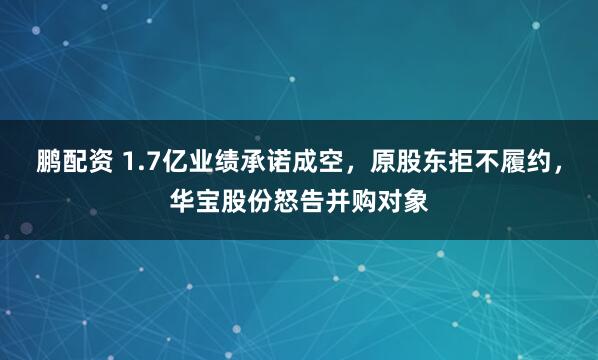 鹏配资 1.7亿业绩承诺成空，原股东拒不履约，华宝股份怒告并购对象