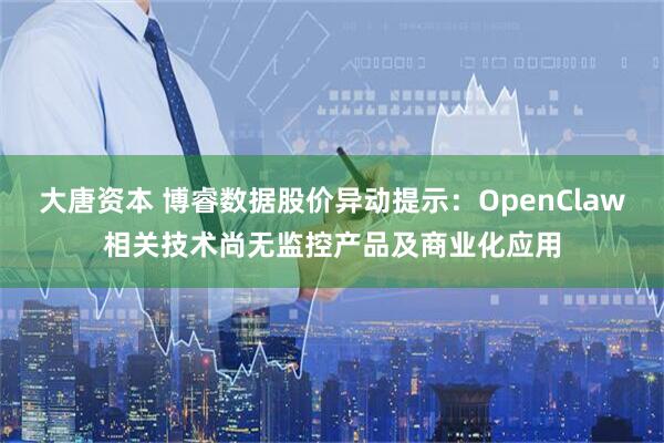 大唐资本 博睿数据股价异动提示：OpenClaw相关技术尚无监控产品及商业化应用