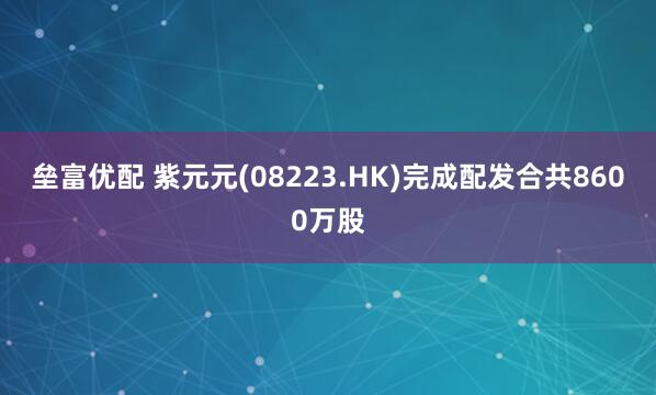 垒富优配 紫元元(08223.HK)完成配发合共8600万股