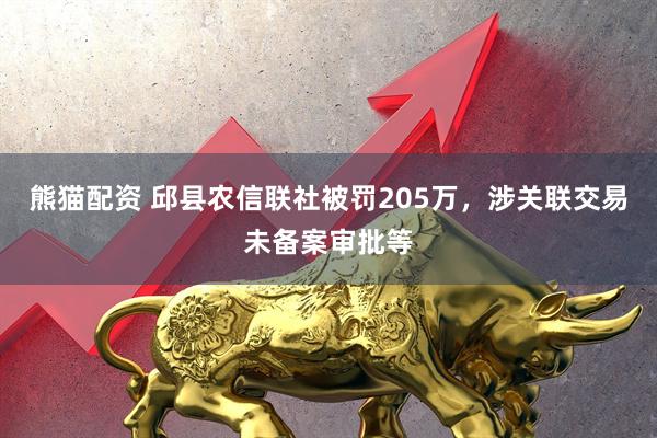 熊猫配资 邱县农信联社被罚205万,涉关联交易未备案审批等