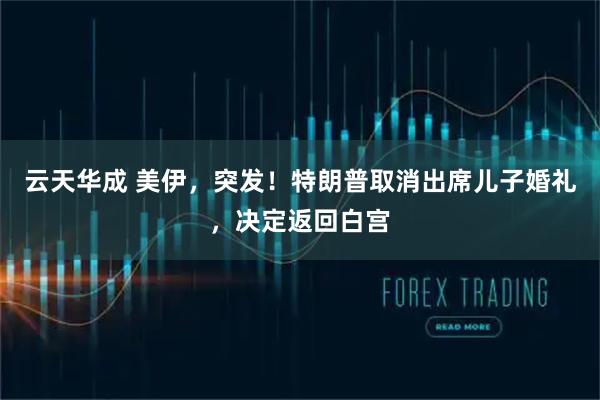 云天华成 美伊，突发！特朗普取消出席儿子婚礼，决定返回白宫